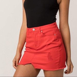 Denim Red Mini Skirt